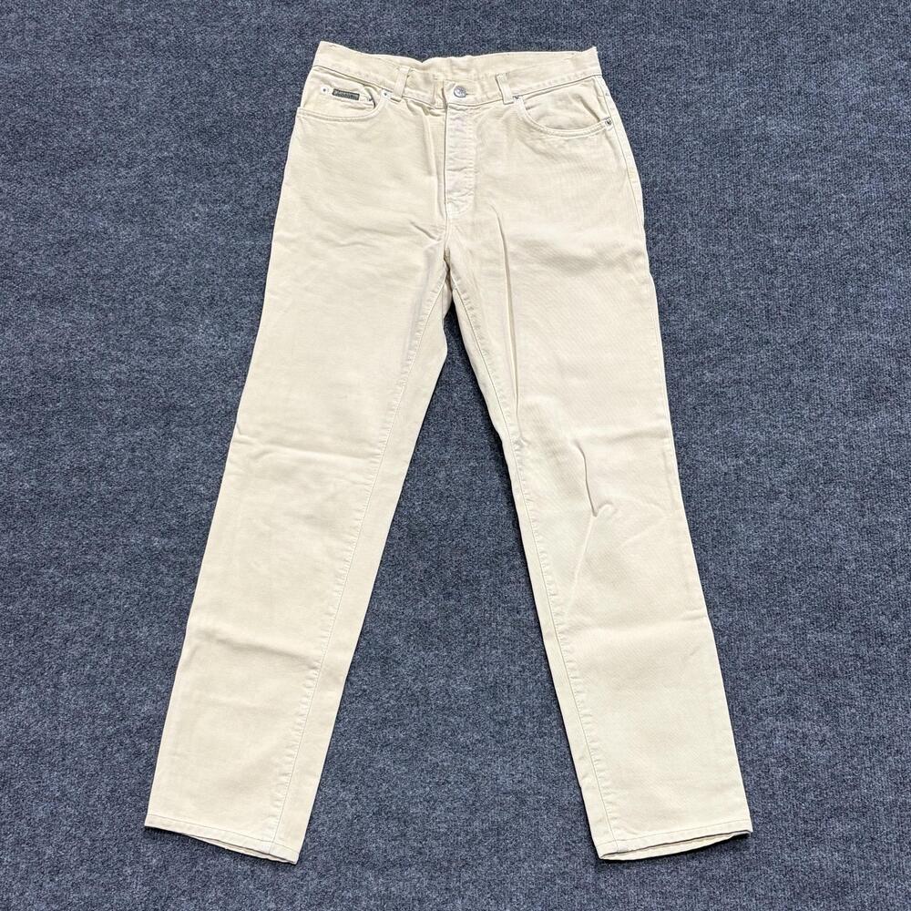 Vintage Calvin Klein Jeans Mens 30x29.5 Beige Straight Leg Twill Pants Cotton